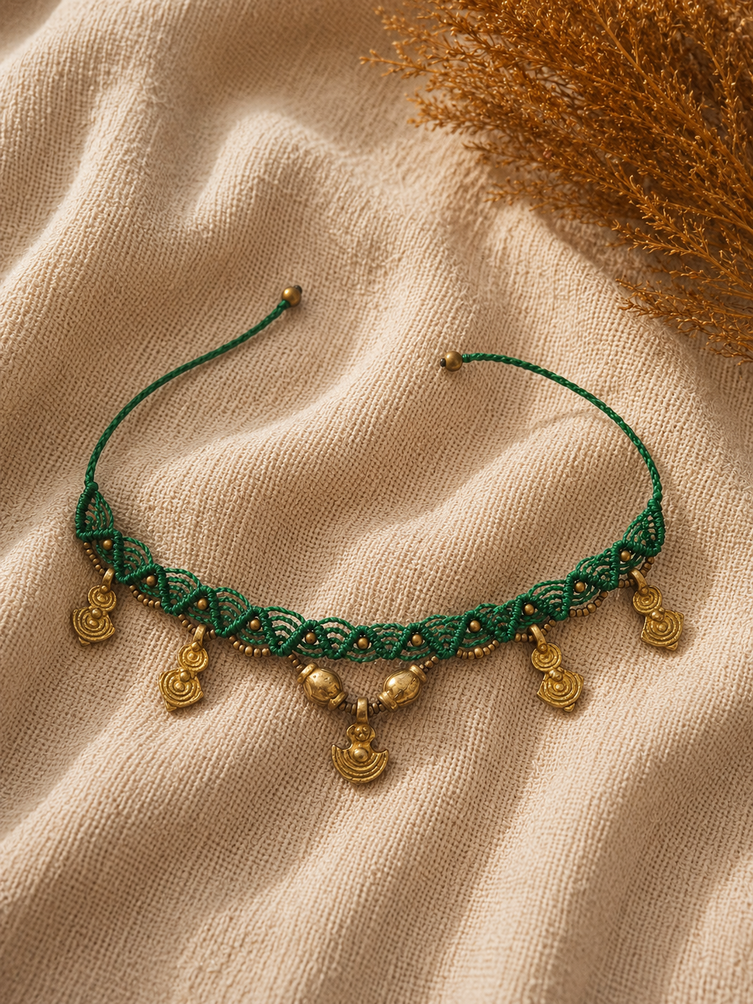 Green charm anklet