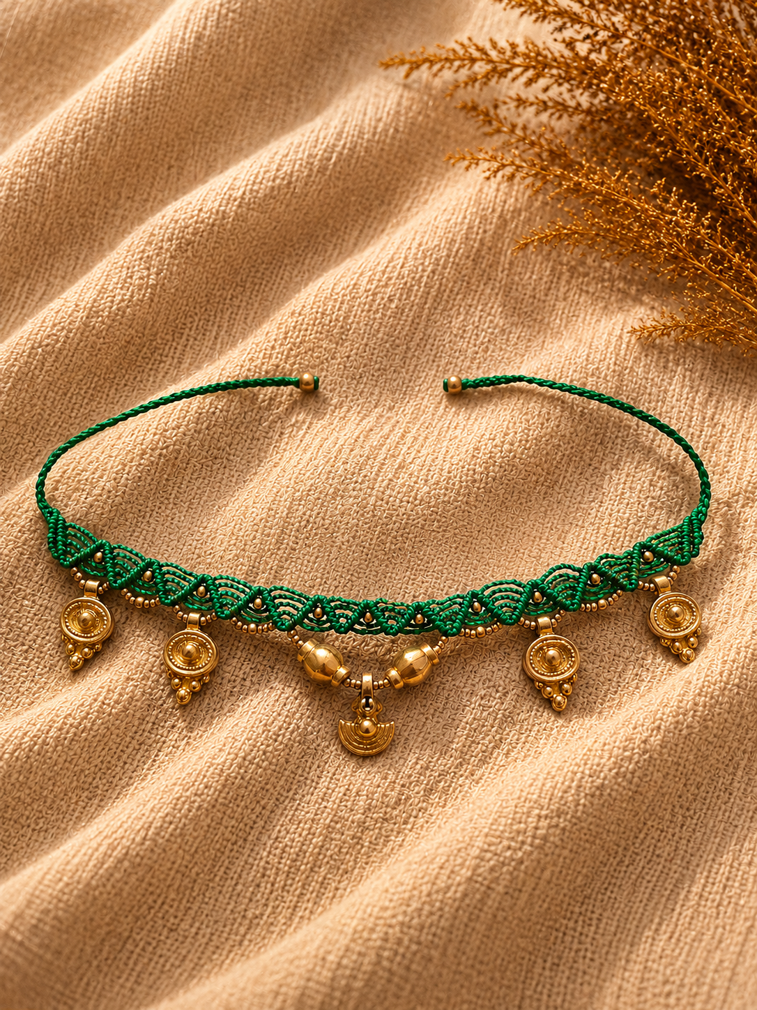 Green charm anklet